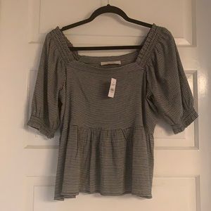 Loft square neck houndstooth top